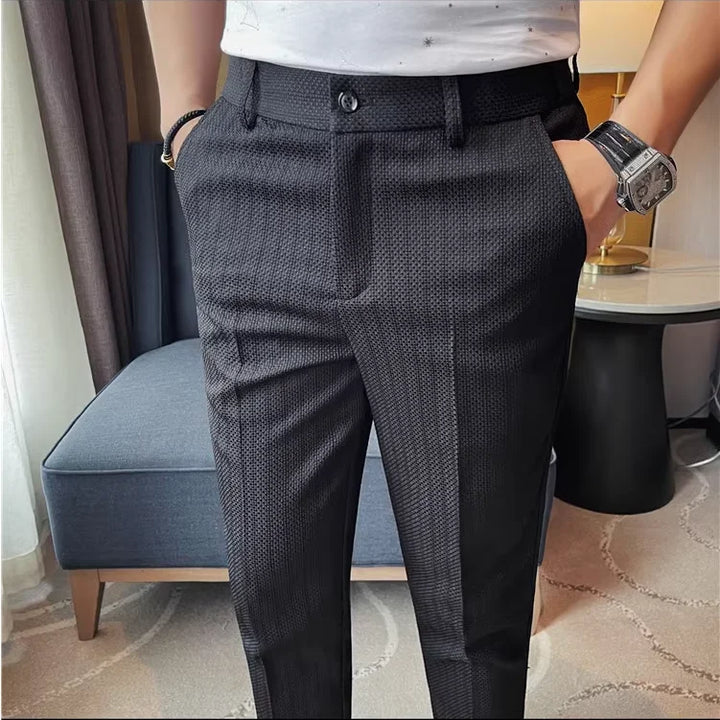 Pantaloni Uomo Slim Fit Tessuto Elegante