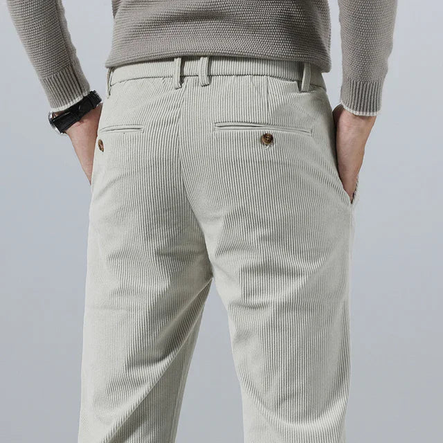 Pantaloni Uomo Eleganti Tessuto Morbido Vestibilità Regular