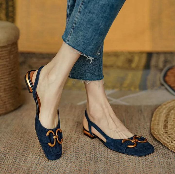 Sandali Donna Cinturino Slingback Tacco Basso Comodi Stabili - Vesarelli
