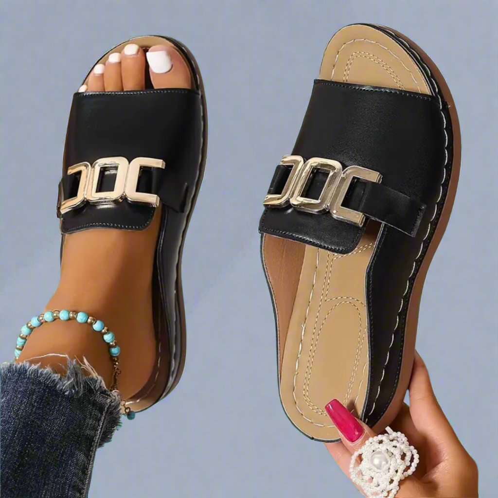 Sandali Donna Slip-On Zeppa Stabile Calzata Comoda - Vesarelli