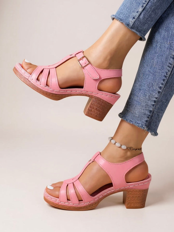 Sandali Donna Tacco Largo Comodi Stile Quotidiano - Vesarelli
