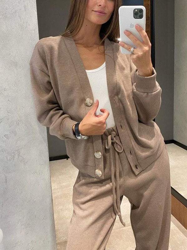 Sandra | Donna Completo Con Pantaloni Gamba Larga Cardigan Maglia 2