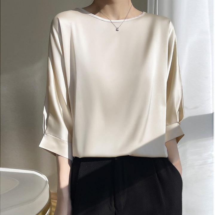 Satinus | T Shirt Larga Maniche A ¾ Scollo Tondo Champagne