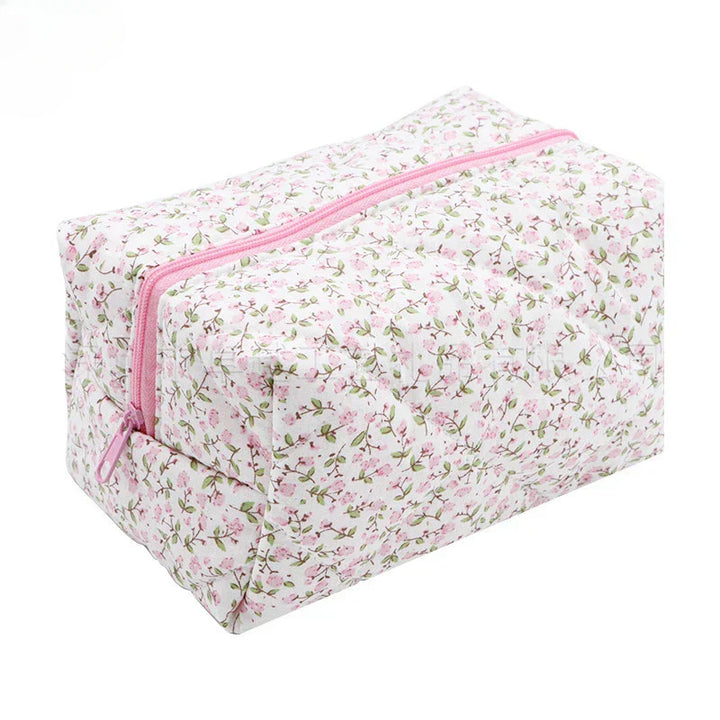 Borsa Cosmetica Donna in Cotone Trapuntata Stile Floreale - Vesarelli