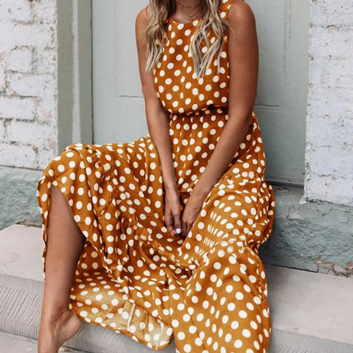 Abito Maxi Donna Stile Vintage Tessuto Leggero Estivo - Vesarelli