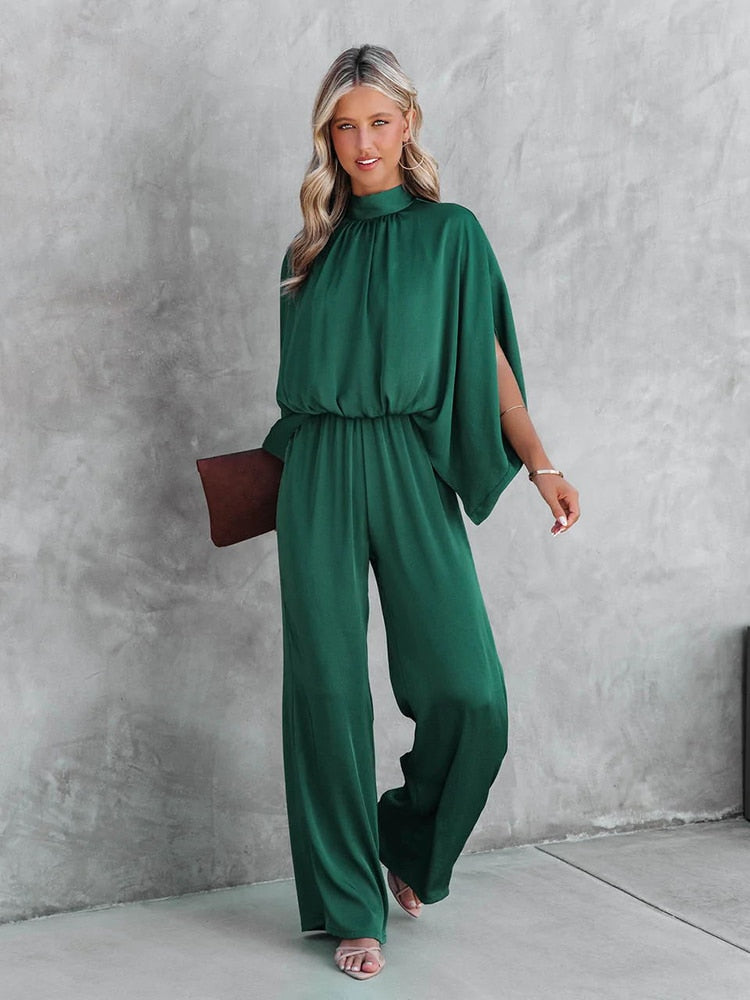Tuta Donna Elegante Tessuto Leggero Pantaloni Ampi - Vesarelli