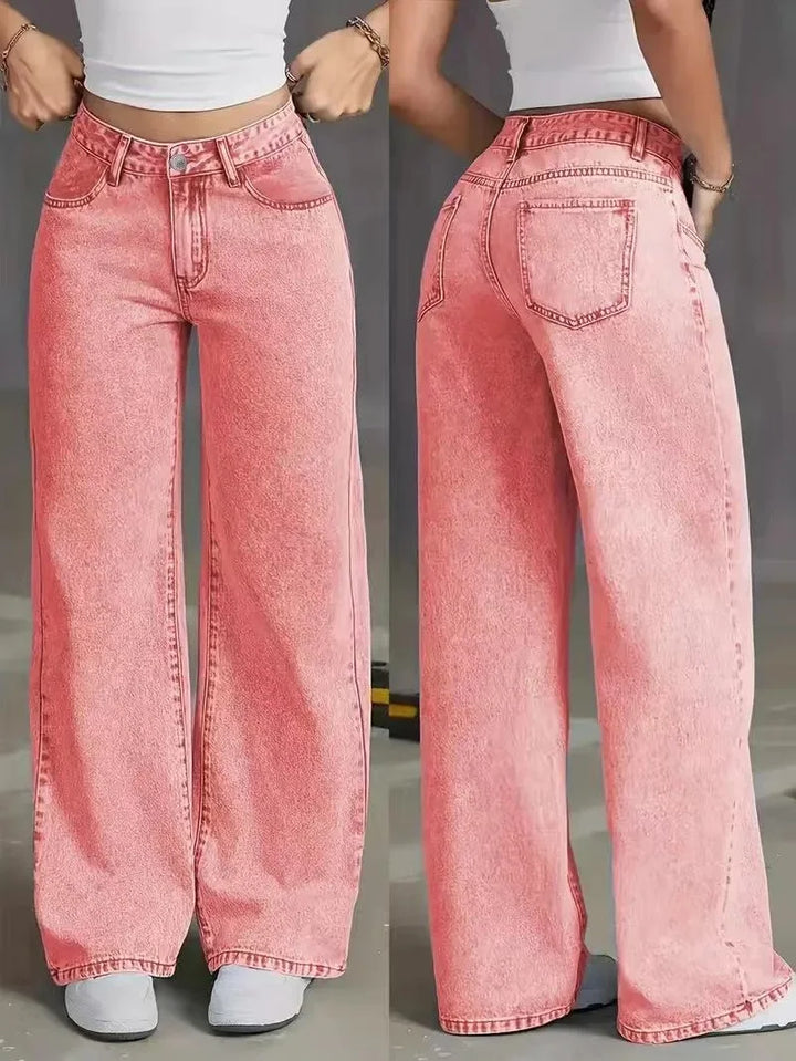 Jeans Donna Vita Alta Vestibilità Larga Casual - Vesarelli