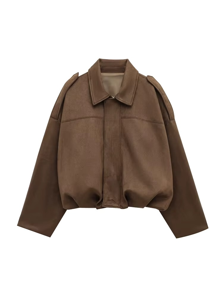 Giacca Bomber Uomo Effetto Scamosciato Oversize Vintage