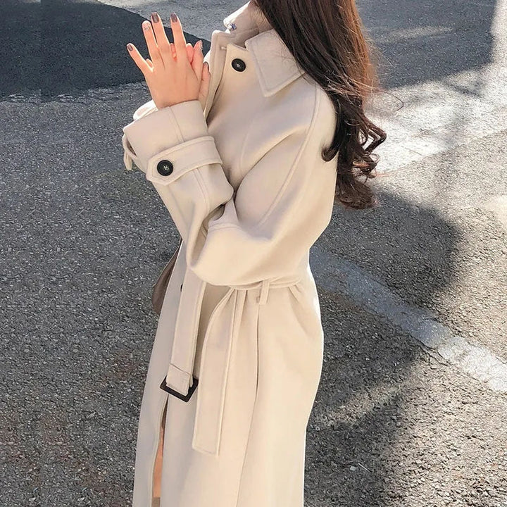 Cappotto Lungo Donna Tessuto Leggero Vestibilità Comoda