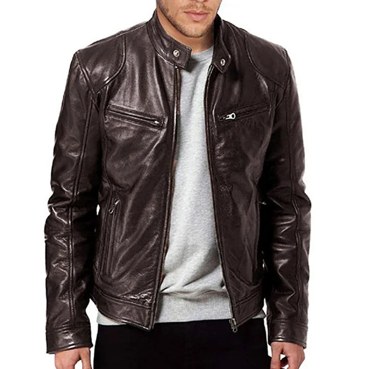 Giacca Biker Uomo Zip Tasche Multiple Stile Casual - Vesarelli