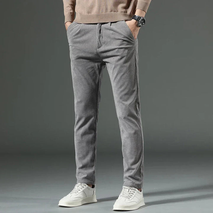 Pantaloni Uomo Eleganti Tessuto Morbido Vestibilità Regular