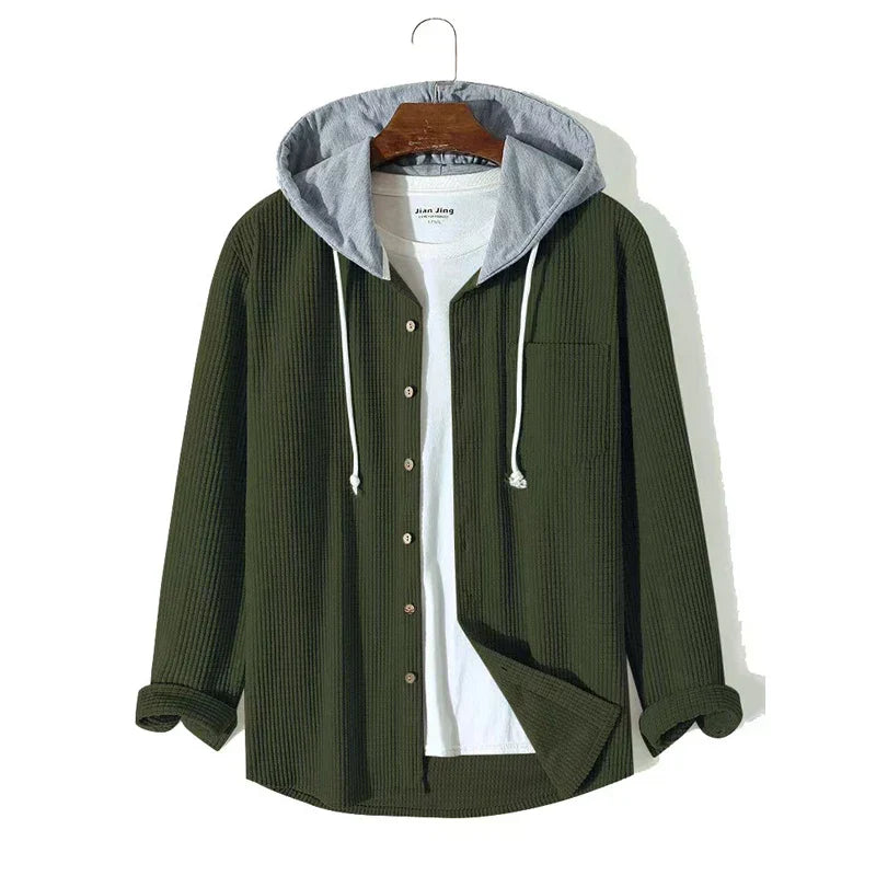 Giacca Uomo in Velluto a Coste con Cappuccio Regular Fit
