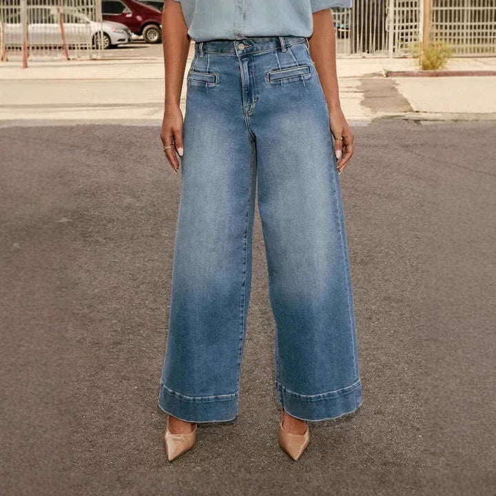 Jeans Donna Mom Vita Alta Gamba Larga - Vesarelli