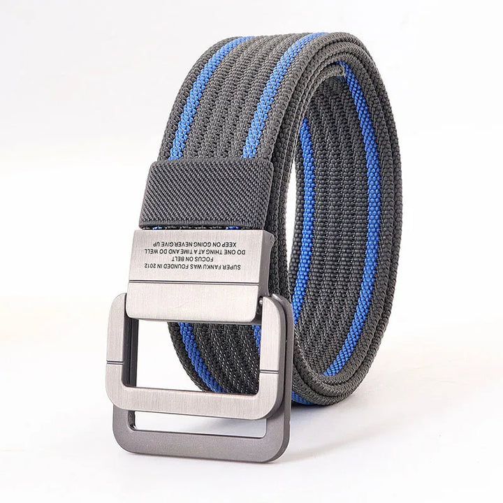 Cintura Unisex Tela con Fibbia Doppio Anello Stile Casual