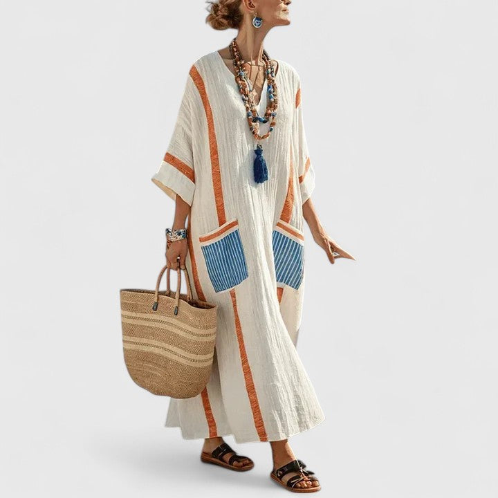 Abito Donna Stile Bohemien Tessuto Leggero Vestibilità Libera