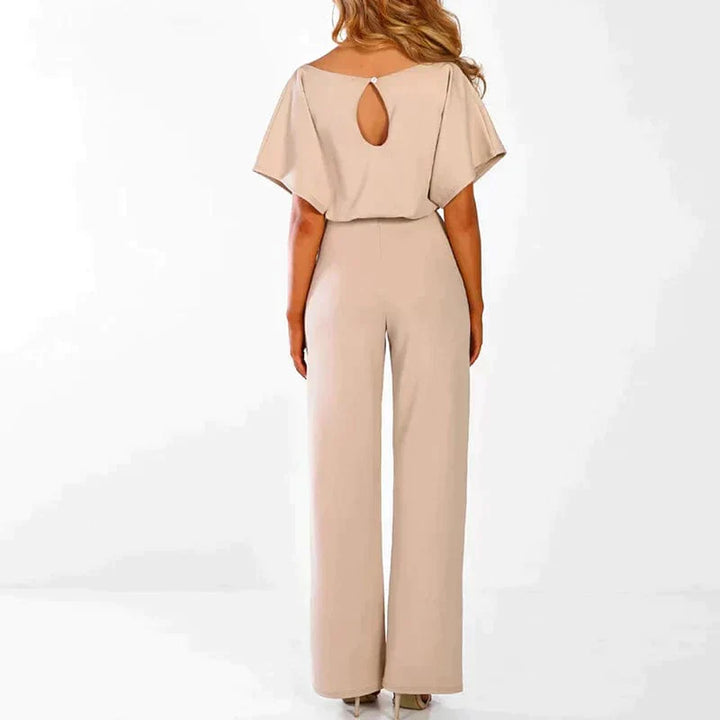 Tuta Elegante Donna con Cintura Manica Corta Gamba Larga