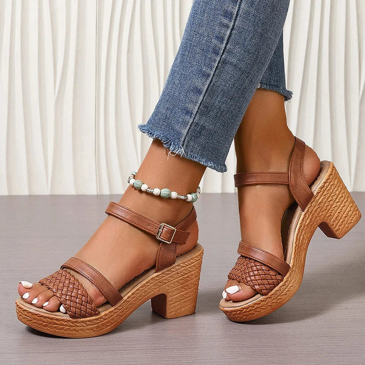 Sandali Donna Zeppa Intrecciata Stile Moderno