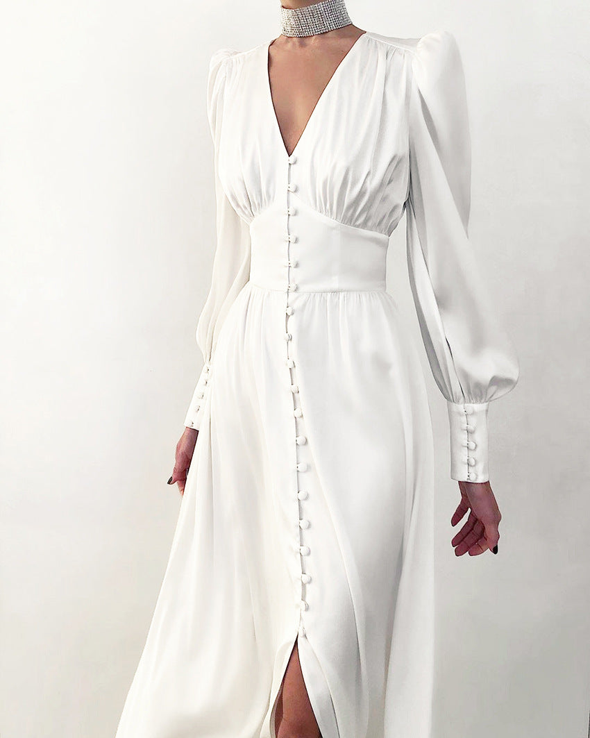 Abito Donna in Raso Scollo Classico Vestibilità Elegante