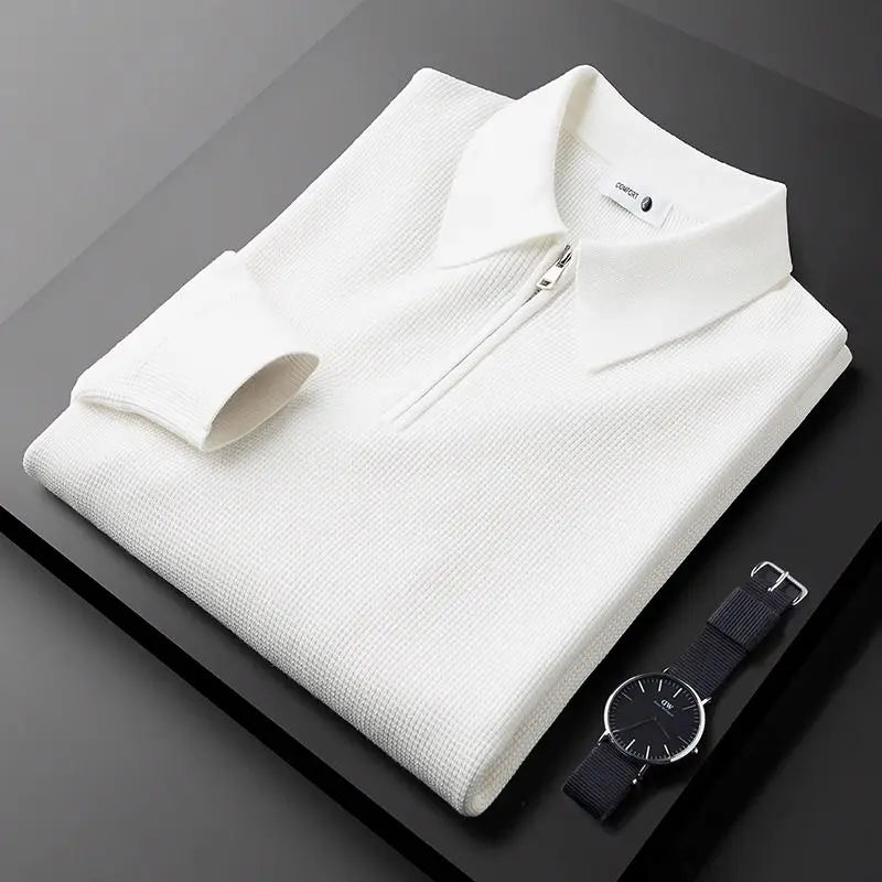 Felpa Uomo Maglia Waffle con Zip Comfort Regular