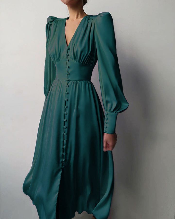 Abito Donna in Raso Scollo Classico Vestibilità Elegante