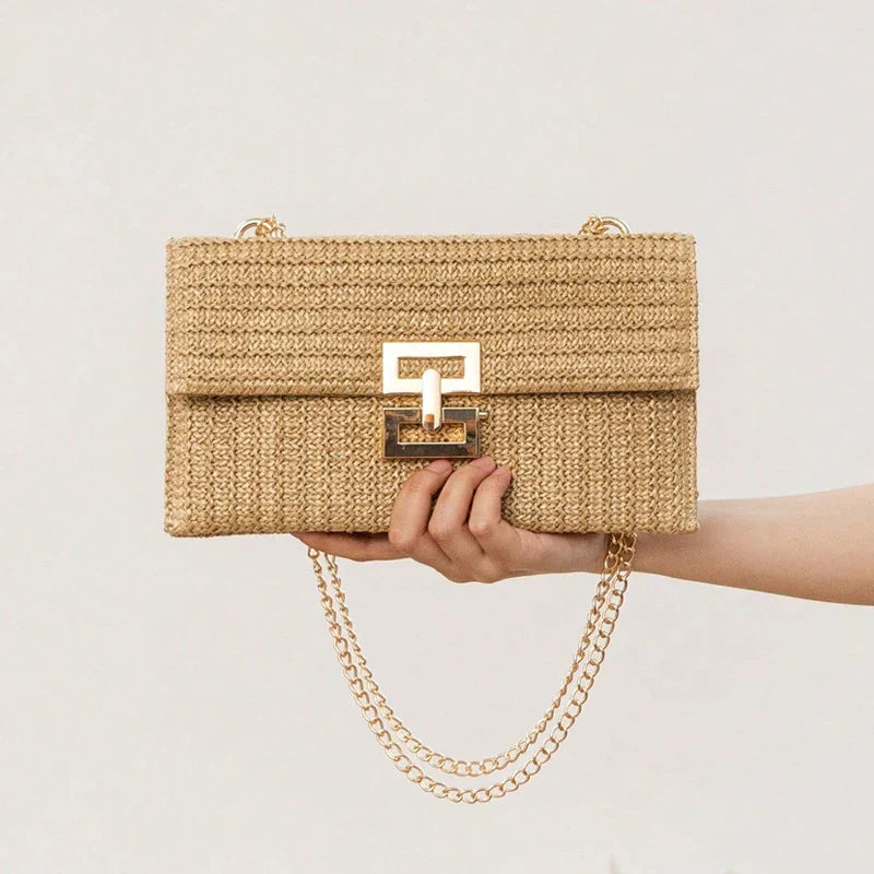 Clutch Donna in Paglia Stile Estivo Compatta - Vesarelli