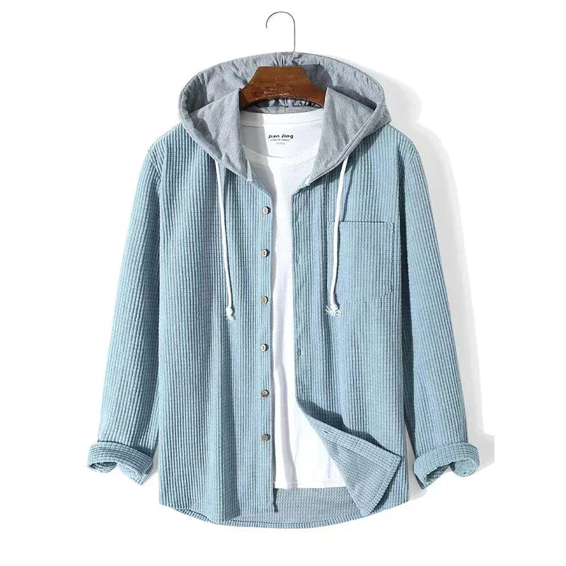 Giacca Uomo in Velluto a Coste con Cappuccio Regular Fit