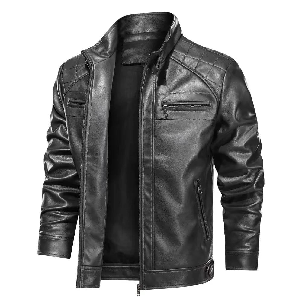 Giacca Biker Uomo con Zip e Tasche con Zip Vestibilità Regular