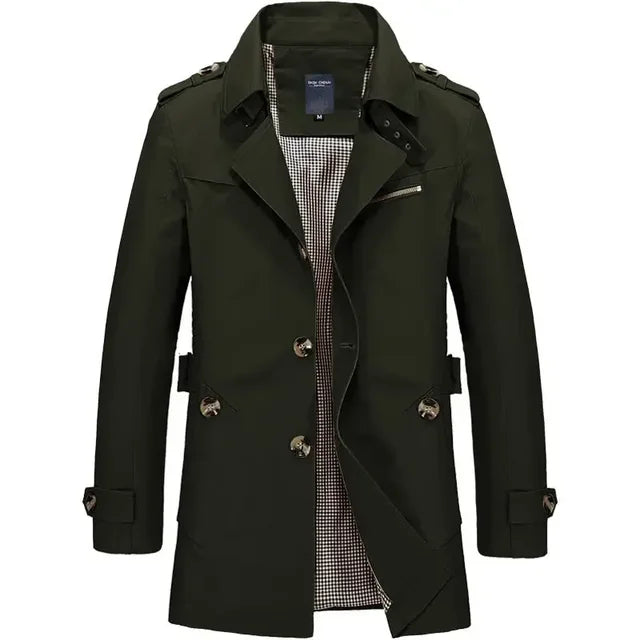 Trench Uomo Leggero Classico Tessuto Resistente Vestibilità Regular
