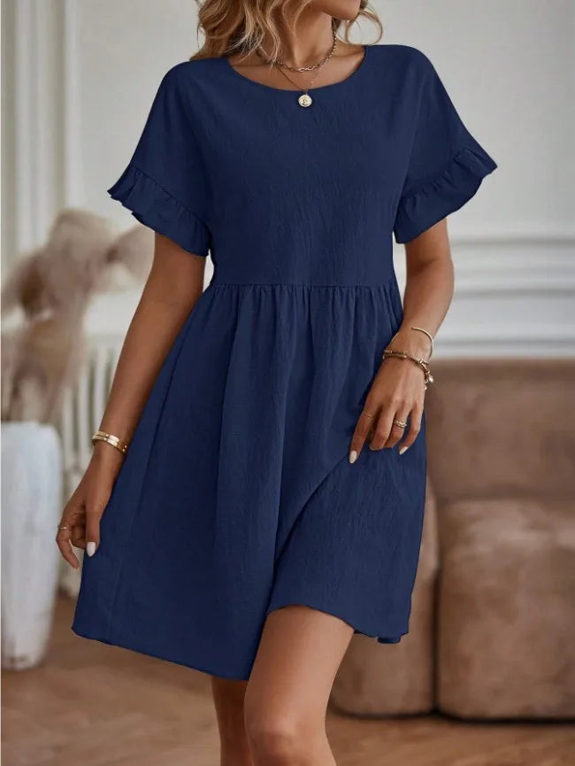 Mini abito Donna Scollo Tondo Stile Casual Elegante