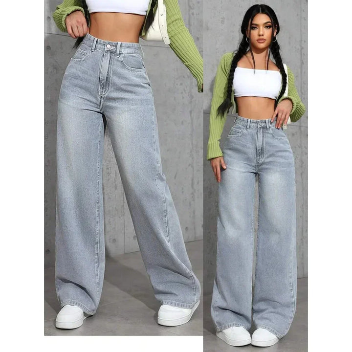 Jeans Donna Vita Alta Vestibilità Larga Casual