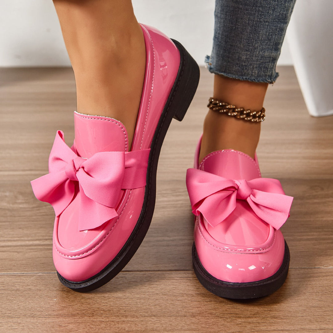 Mocassini Donna in Pelle Slip-On con Fiocco e Suola Platform