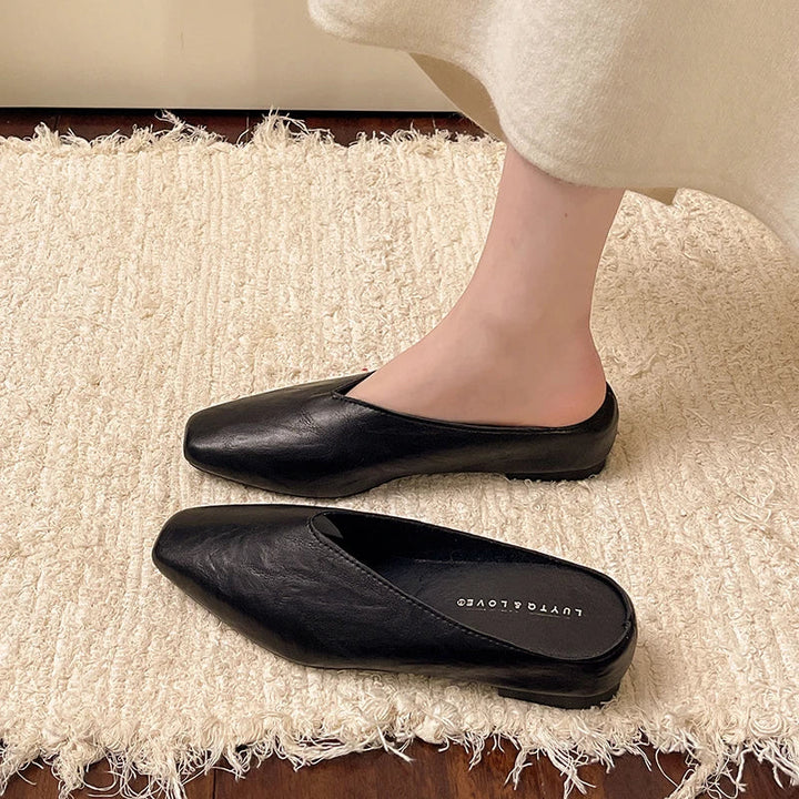 Mules Donna in Pelle Punta Quadrata Slip-On