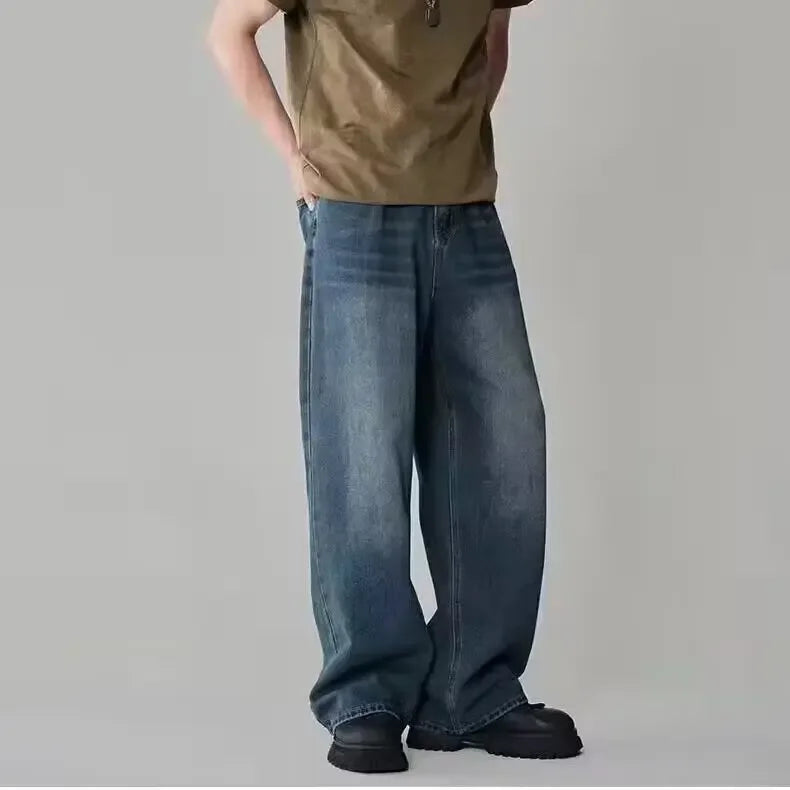 Jeans Uomo Larghi Stile Retrò Casual