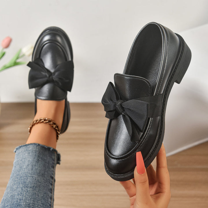 Mocassini Donna in Pelle Slip-On con Fiocco e Suola Platform