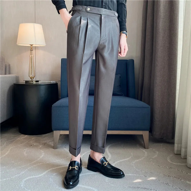 Pantaloni Uomo Eleganti Tessuto Slim Fit Linea Affusolata - Vesarelli