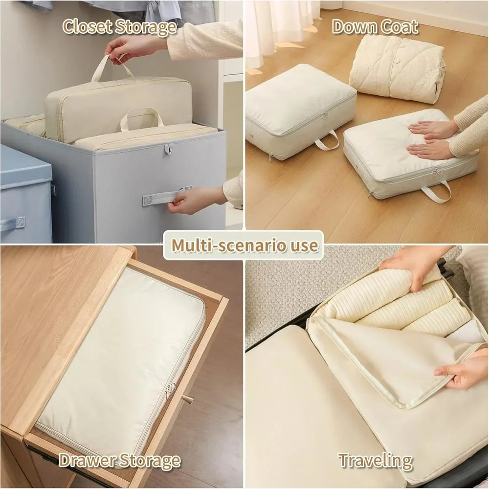 Sacchetti sottovuoto per abiti, ideali per riporre cappotti, coperte e vestiti. Perfetti per armadi, cassetti e viaggi. Risparmio spazio garantito.
