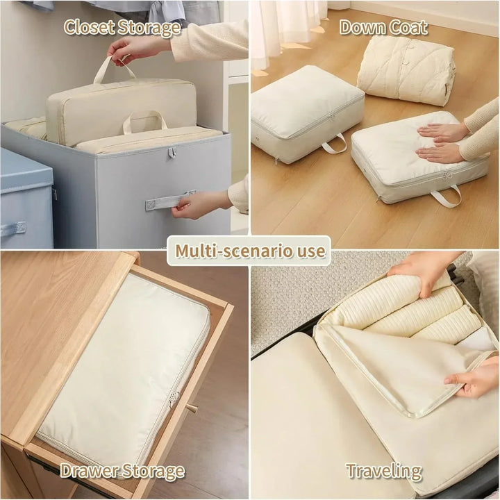 Sacchetti sottovuoto per abiti, ideali per riporre cappotti, coperte e vestiti. Perfetti per armadi, cassetti e viaggi. Risparmio spazio garantito.