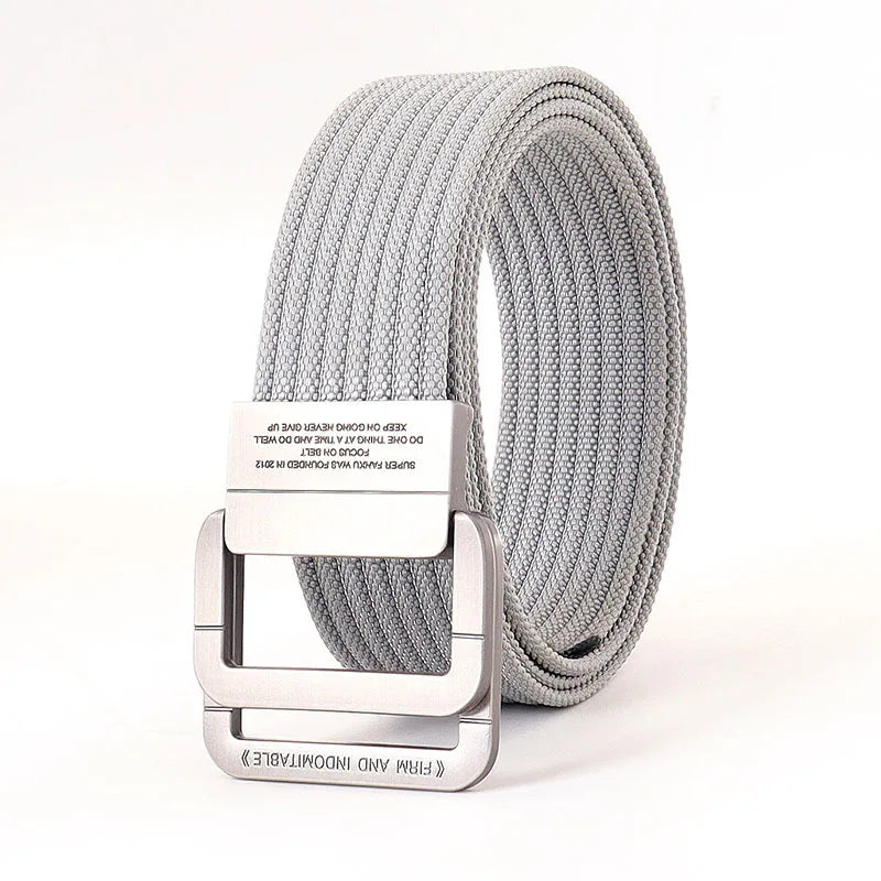 Cintura Unisex Tela con Fibbia Doppio Anello Stile Casual