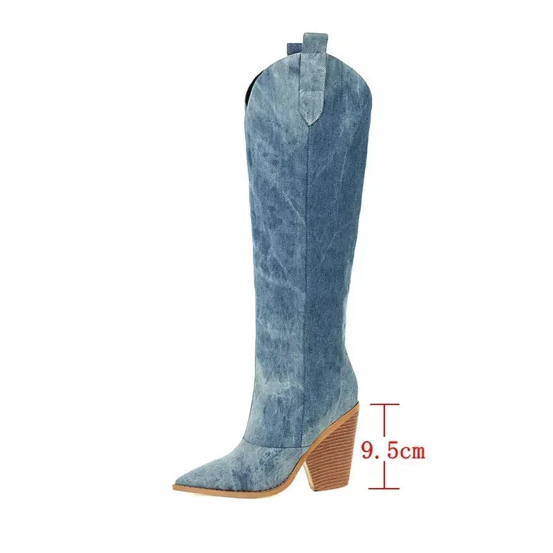 Stivali Donna Stile Cowboy Tacco Medio