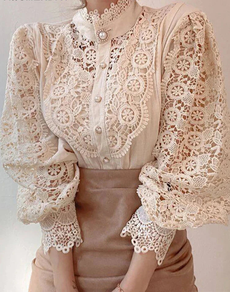 Camicia Donna Cotone Collo Alto Design Classico - Vesarelli