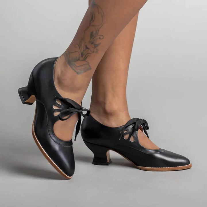 Scarpe Donna Tacco Basso Design Vintage Elegante - Vesarelli