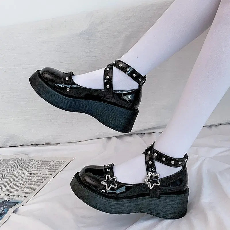 Scarpe Mary Jane Donna Sintetico Plateau Cinturino con Fibbia - Vesarelli