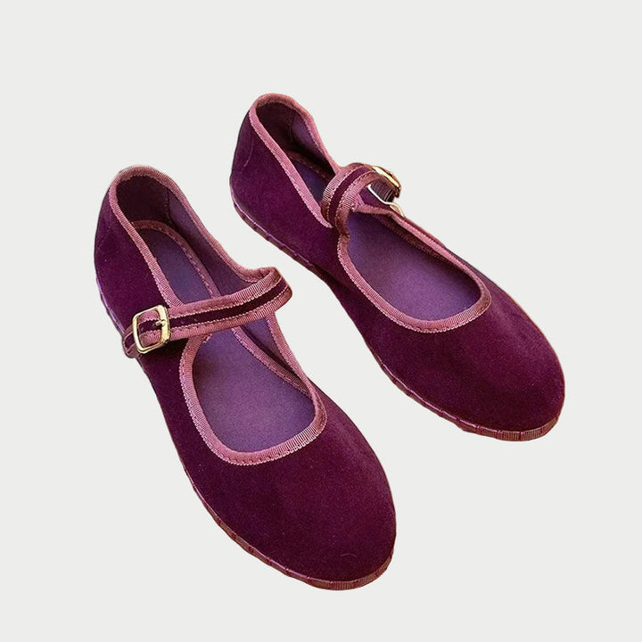 Scarpe da Ballo Donna in Velluto Mary Jane Comode - Vesarelli