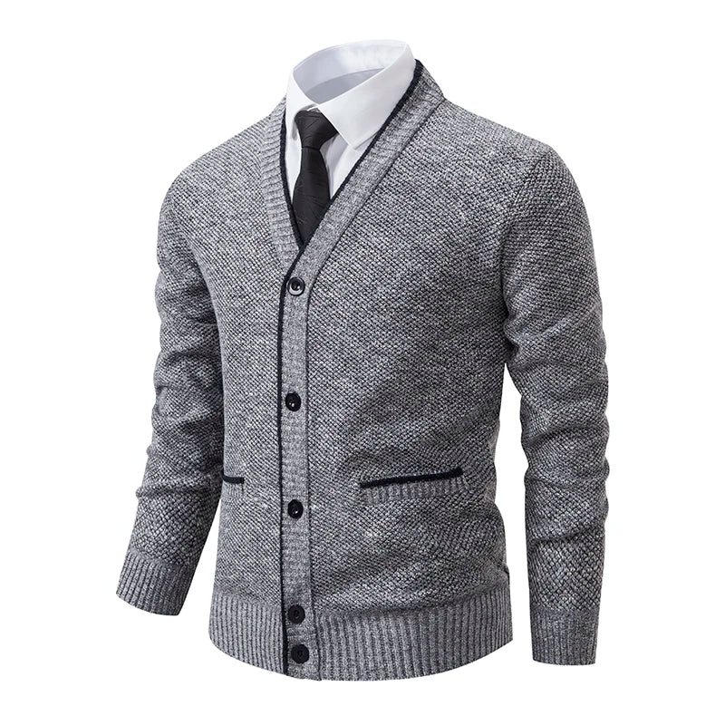 Pullover Uomo Maglia Strutturata Collo a V Elegante