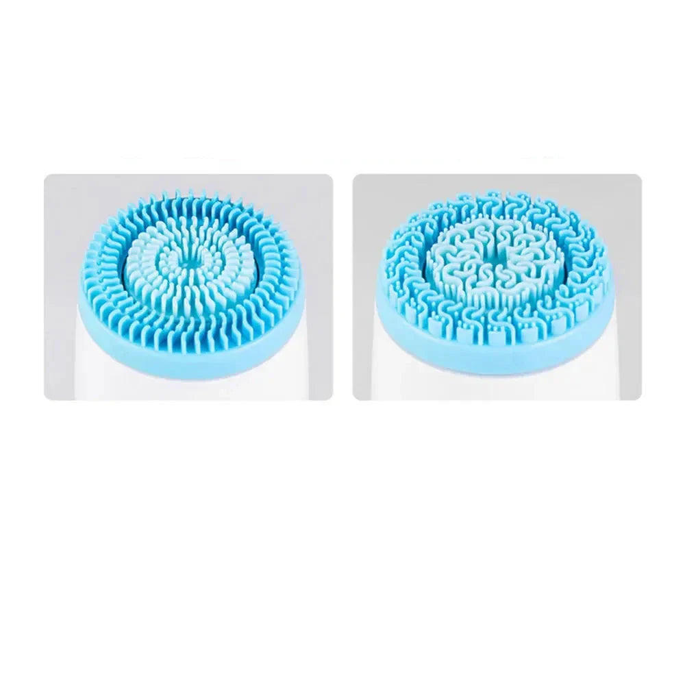 Testina di ricambio in silicone blu per spazzola viso elettrica, design a setole morbide, ideale per pulizia profonda e cura della pelle.