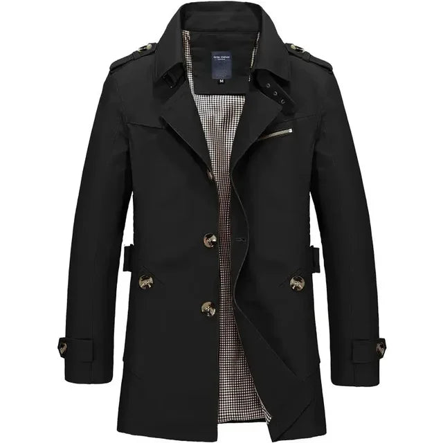 Trench Uomo Leggero Classico Tessuto Resistente Vestibilità Regular