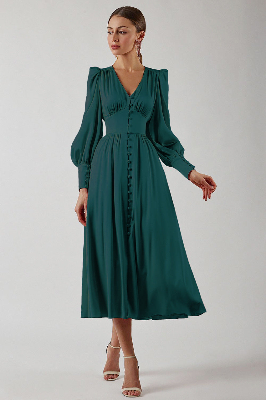 Abito Donna in Raso Scollo Classico Vestibilità Elegante