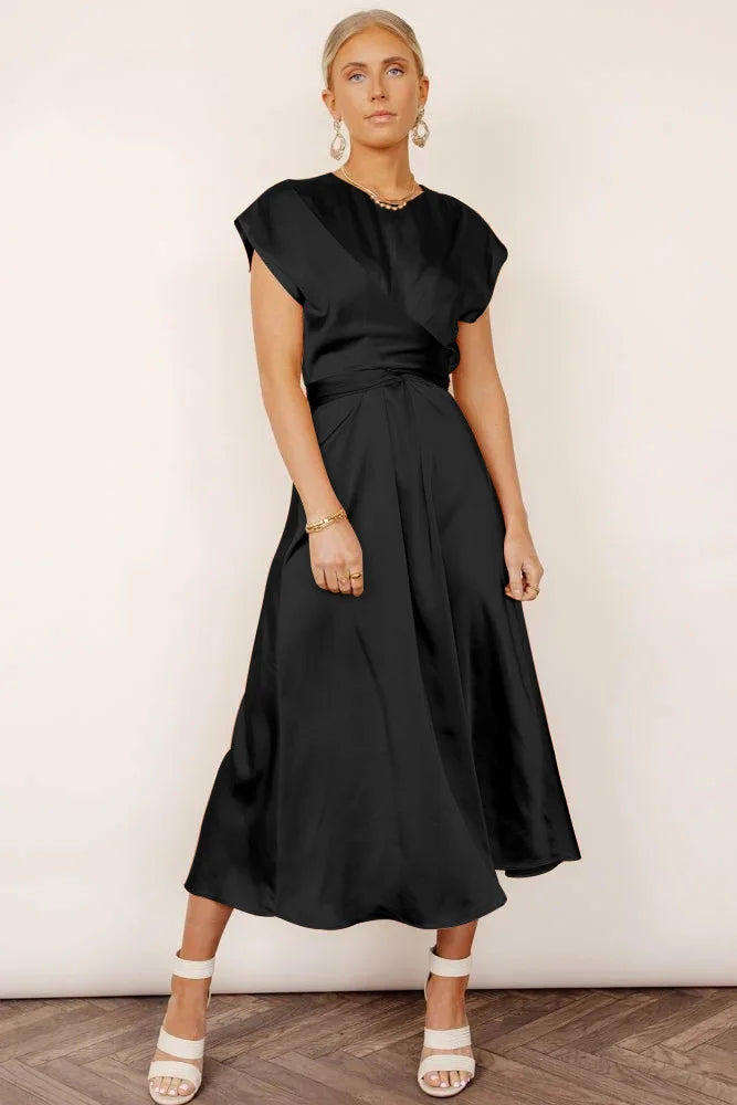 Abito Midi Donna in Raso di Seta Elegante