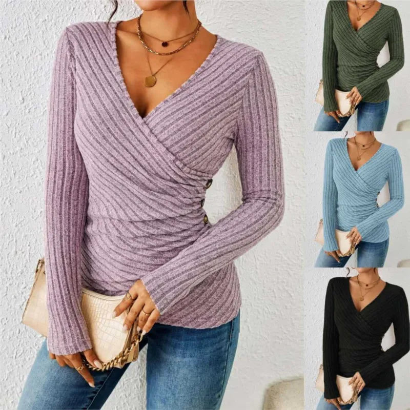 Blusa Donna Avvolgente Maniche Lunghe