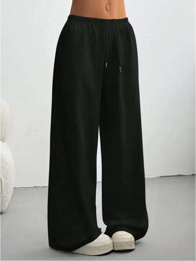 Pantaloni Donna Vestibilità Ampia Tessuto Morbido Casual